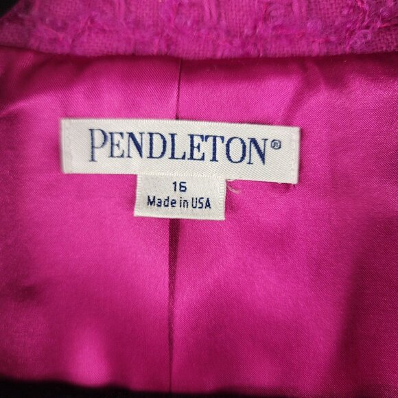 Pendleton Textured Wool Mohair Blend Jacket Button Front Pink Size 16 USA New - Picture 2 of 11